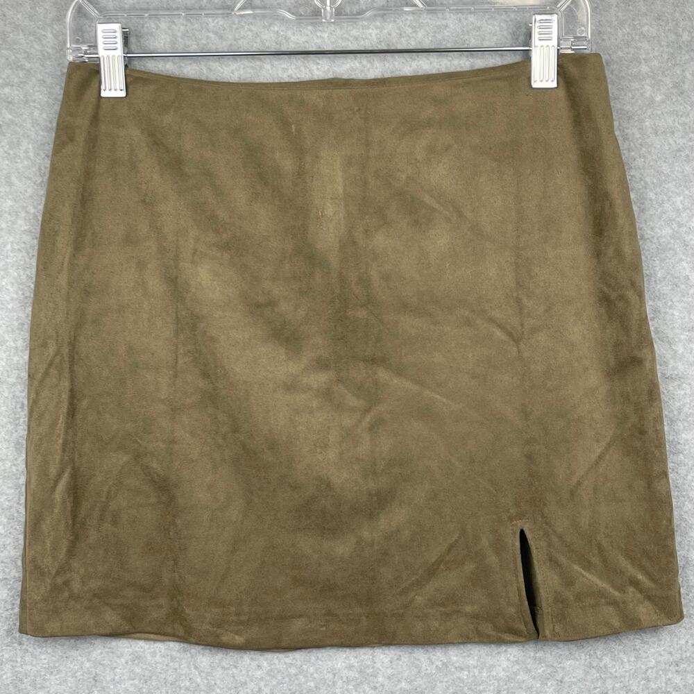 Forever21 Olive Green Suede Skirt With Slit Size Medium